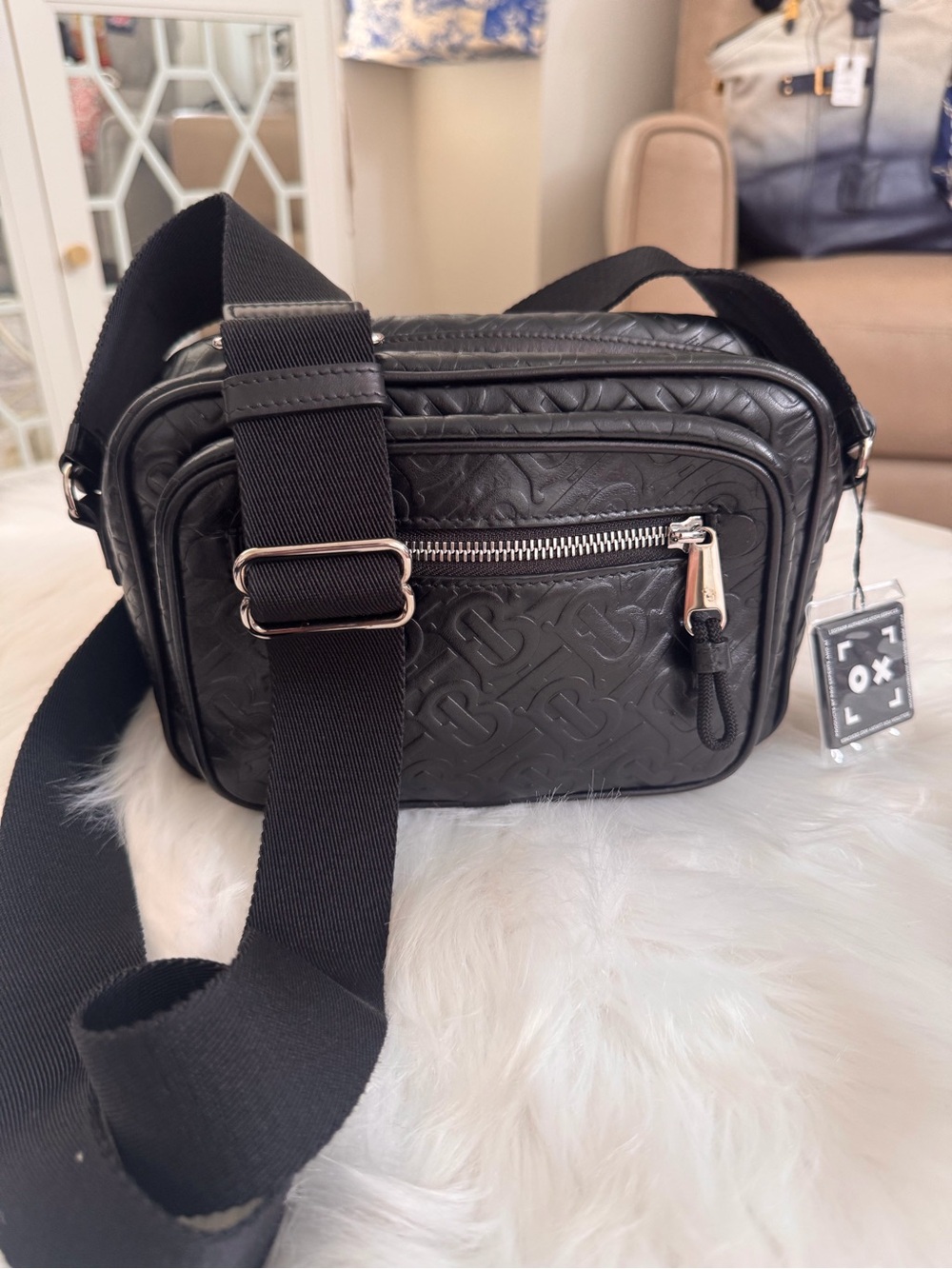 Burberry Paddy TB Embossed Leather Crossbody Bag